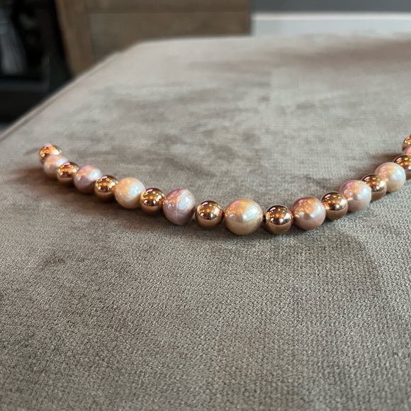 Bronzo Italia magnetic clasp rose gold plated bead/fresh water pearl bracelet - Picture 8 of 9